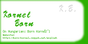 kornel born business card